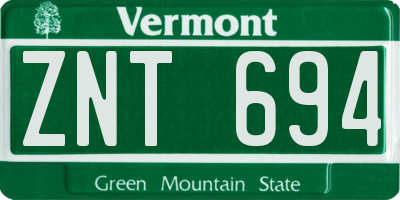 VT license plate ZNT694