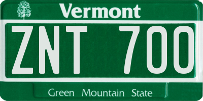 VT license plate ZNT700