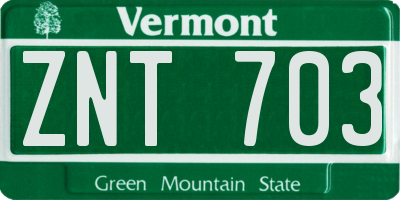 VT license plate ZNT703