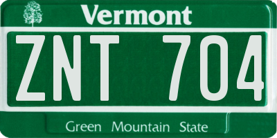 VT license plate ZNT704