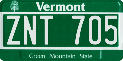 VT license plate ZNT705