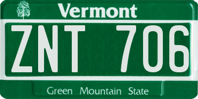 VT license plate ZNT706