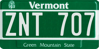 VT license plate ZNT707