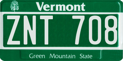VT license plate ZNT708