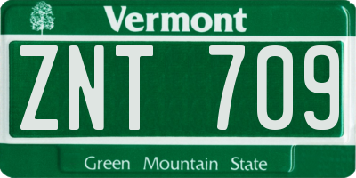 VT license plate ZNT709