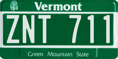 VT license plate ZNT711