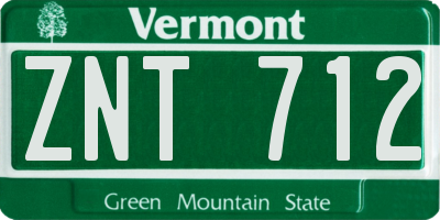VT license plate ZNT712