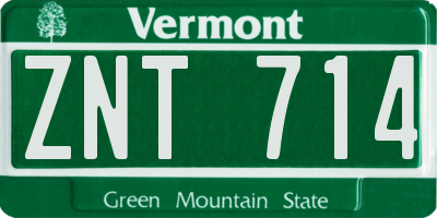 VT license plate ZNT714