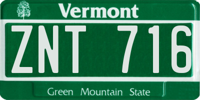 VT license plate ZNT716