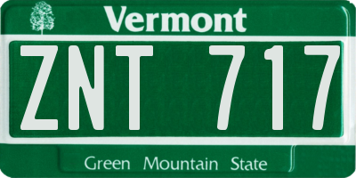 VT license plate ZNT717