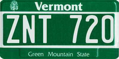 VT license plate ZNT720
