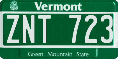 VT license plate ZNT723