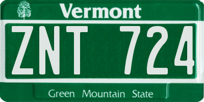VT license plate ZNT724