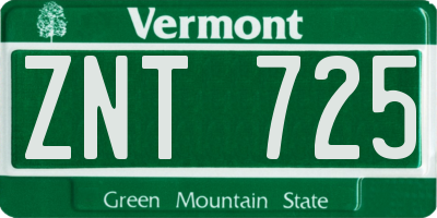 VT license plate ZNT725