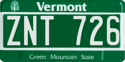 VT license plate ZNT726