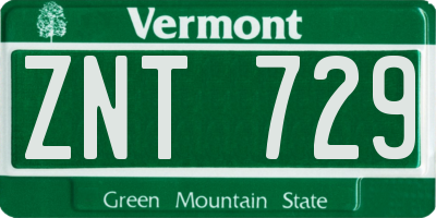 VT license plate ZNT729