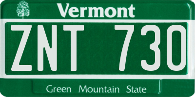 VT license plate ZNT730
