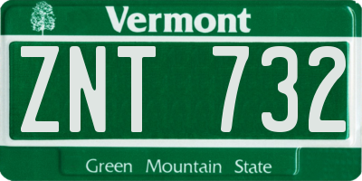 VT license plate ZNT732