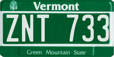 VT license plate ZNT733
