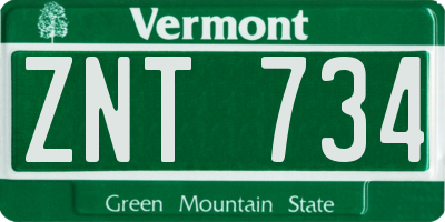 VT license plate ZNT734