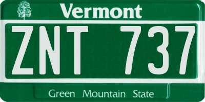 VT license plate ZNT737