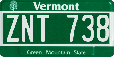 VT license plate ZNT738