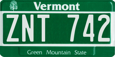 VT license plate ZNT742