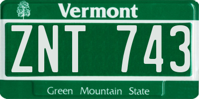 VT license plate ZNT743