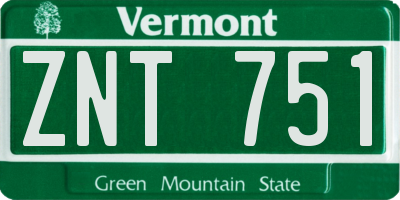 VT license plate ZNT751
