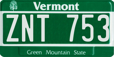 VT license plate ZNT753