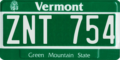 VT license plate ZNT754