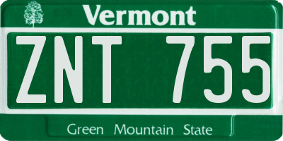 VT license plate ZNT755