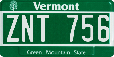 VT license plate ZNT756