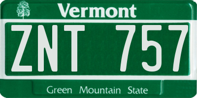VT license plate ZNT757