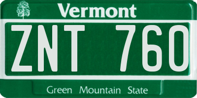 VT license plate ZNT760