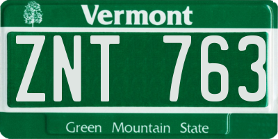 VT license plate ZNT763