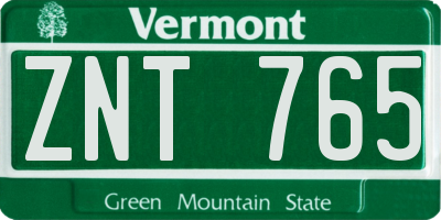 VT license plate ZNT765
