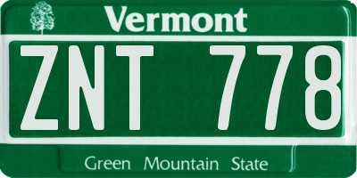 VT license plate ZNT778