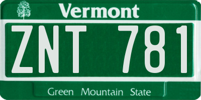 VT license plate ZNT781