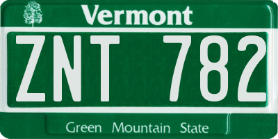VT license plate ZNT782