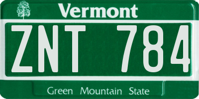 VT license plate ZNT784