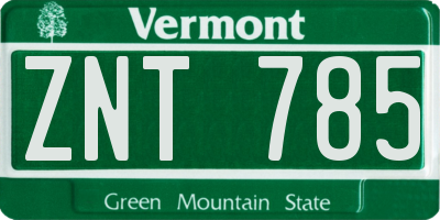 VT license plate ZNT785