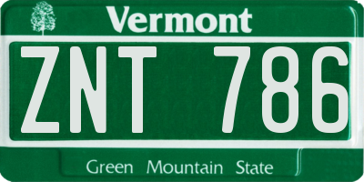 VT license plate ZNT786