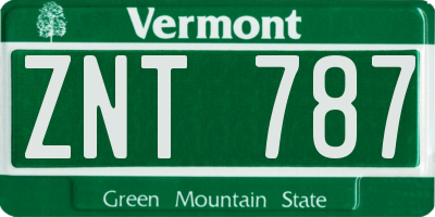 VT license plate ZNT787