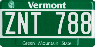 VT license plate ZNT788