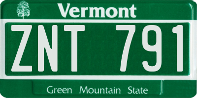 VT license plate ZNT791