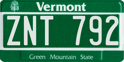 VT license plate ZNT792