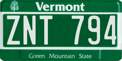 VT license plate ZNT794