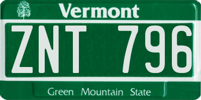 VT license plate ZNT796