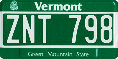 VT license plate ZNT798